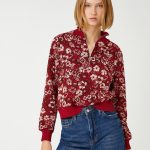 Jacquard Floral Sweater Half Zipper - Image 2