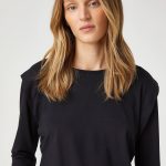 Long Sleeve T-Shirt Round Neck Shoulder Detailed - Image 2