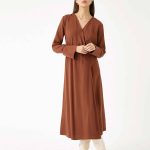 Midi Length Dress Wrapped Button Detailed - Image 2
