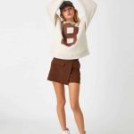 Printed College Sweatshirt Crew Neck Long Sleeve Fleece Inside - Image 2