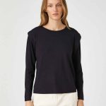 Long Sleeve T-Shirt Round Neck Shoulder Detailed - Image 3