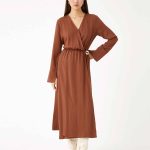 Midi Length Dress Wrapped Button Detailed - Image 3