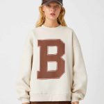 Printed College Sweatshirt Crew Neck Long Sleeve Fleece Inside - Image 3
