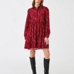 Floral Winter Dress Long Sleeve Ruffle Buttoned - Image 3