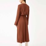 Midi Length Dress Wrapped Button Detailed - Image 4