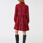 Floral Winter Dress Long Sleeve Ruffle Buttoned - Image 4